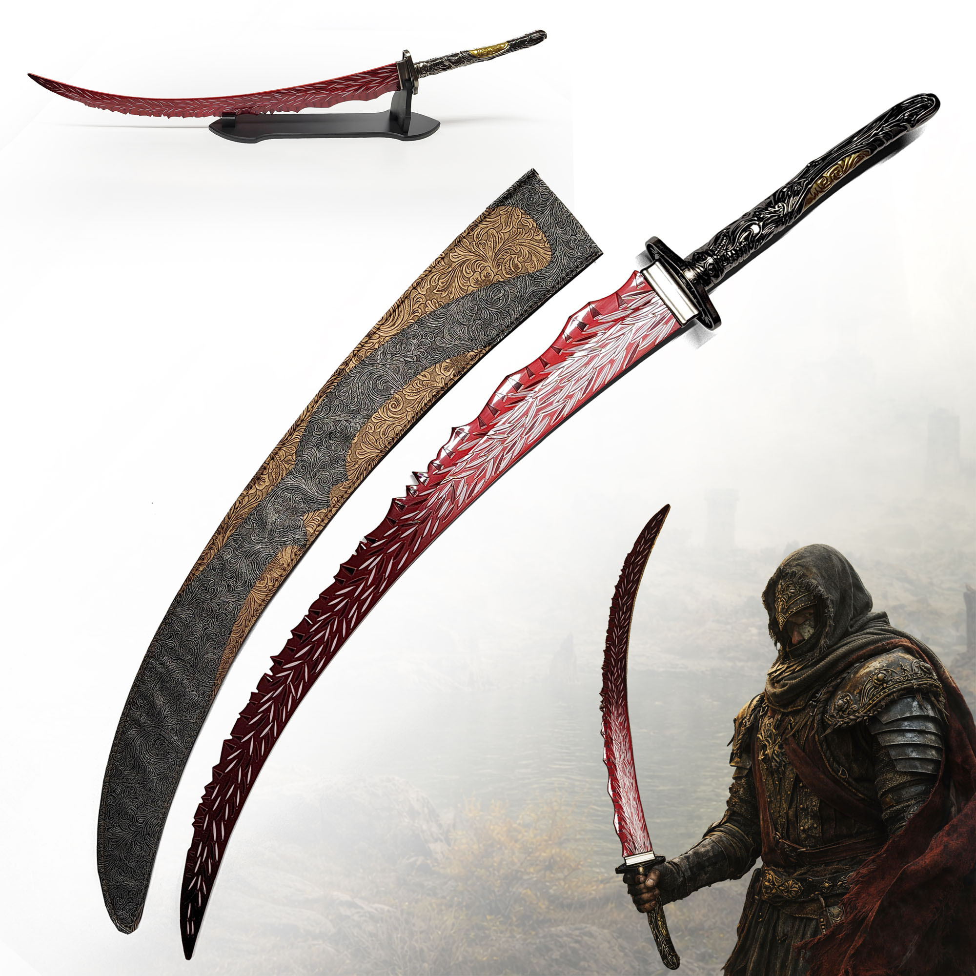 Elden Ring: Drachenjäger-Großkatana – mit Ständer und Scheide
