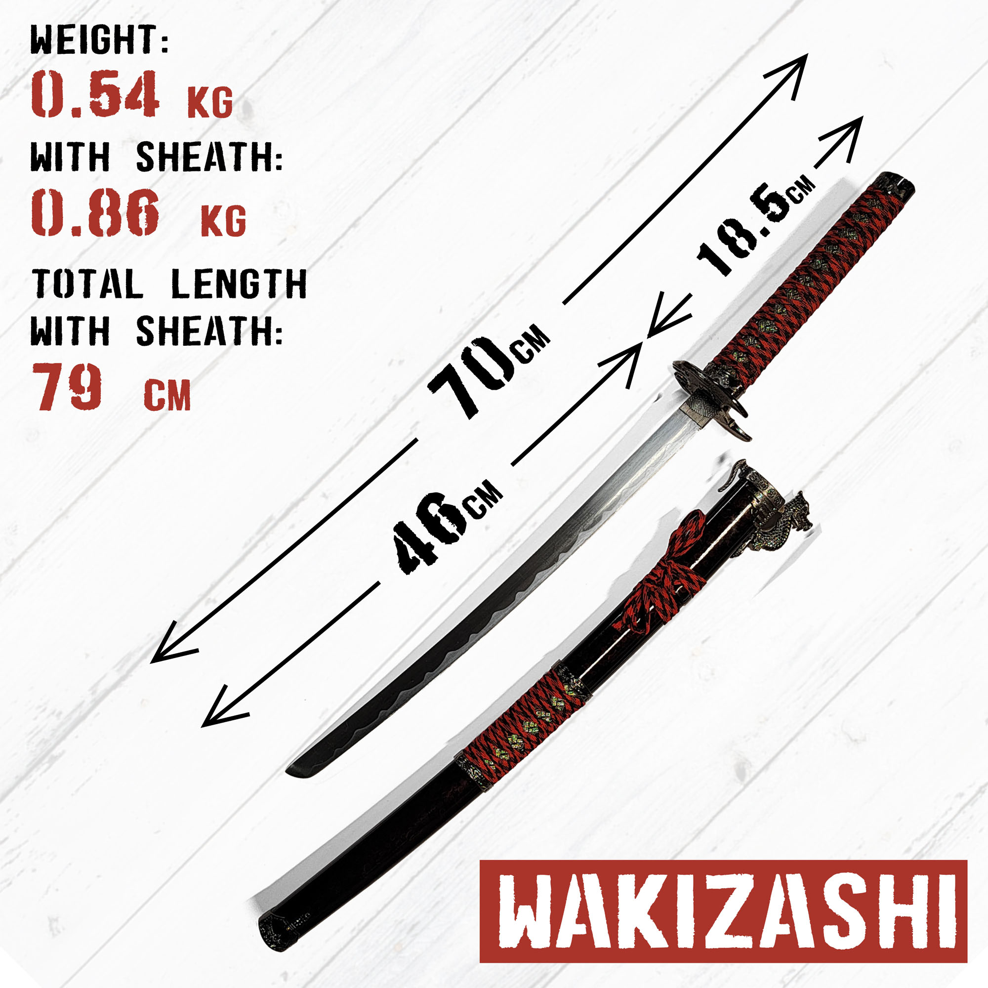 Samurai Sword Set of 3 with Stand - Dragon (Katana, Wakizashi and Tanto)