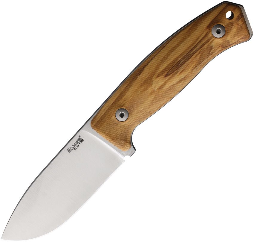 MCKF Hunter, M390 Drop Point, Olive Wood Handles, Leather MOLLE Sheath