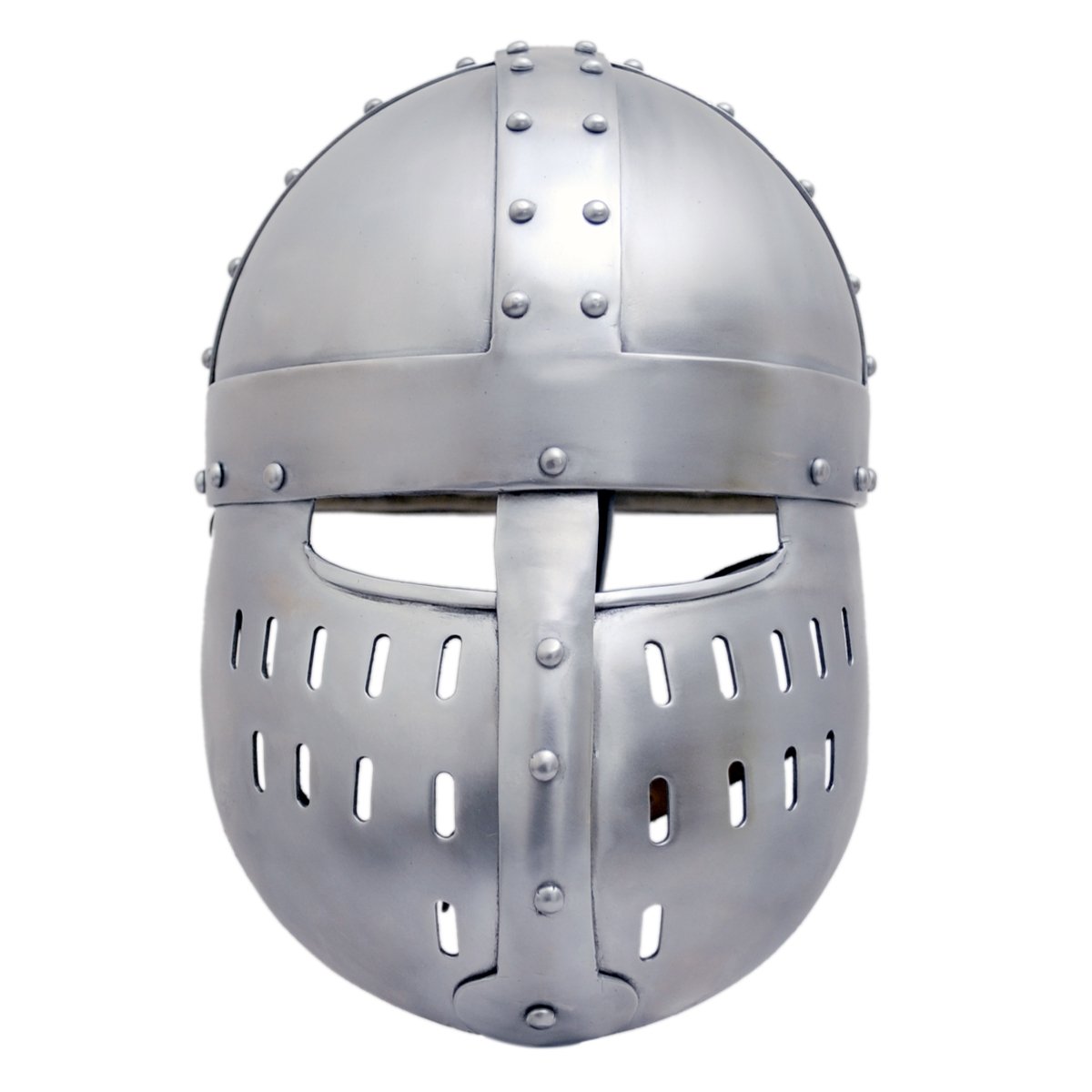 Crusader Face Plate Helm (AMENDED) -14 G Stahl mit Lederfutter