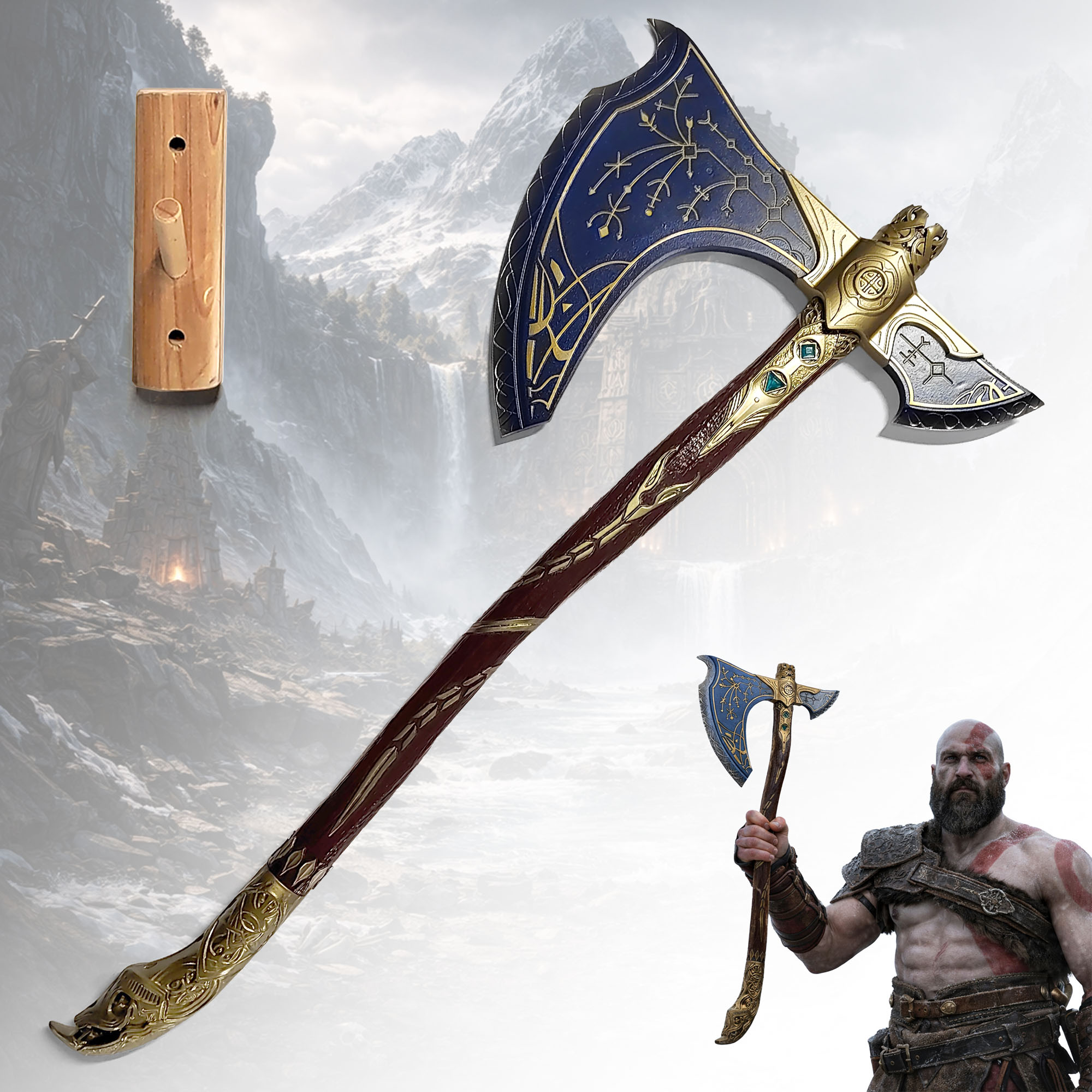 God of War: Kratos' Leviathan Axt – Massive 4kg Edition mit Leuchteffekt & Wandhalter