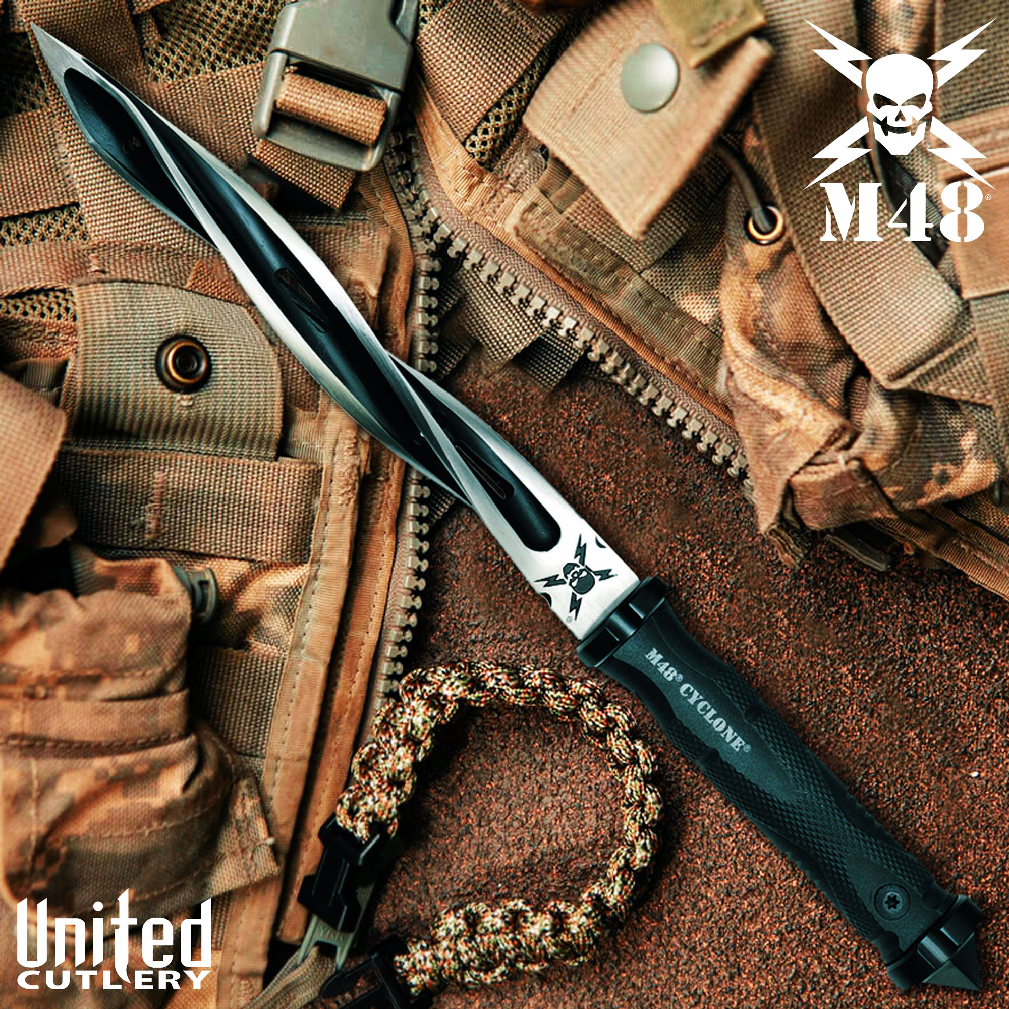 M48 Tactical Cyclone Twisted Fixed Blade with Sheath