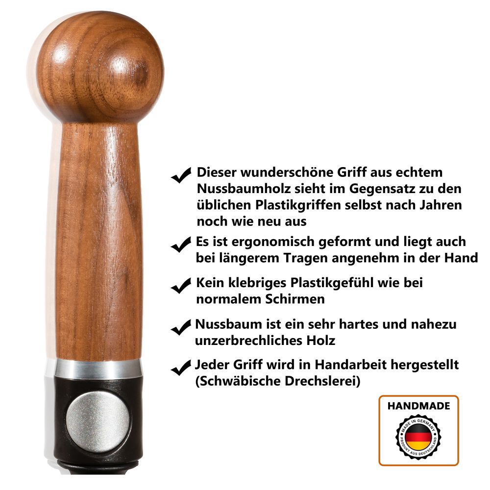 Safety umbrella "XXL extra long" knob handle, Walnut