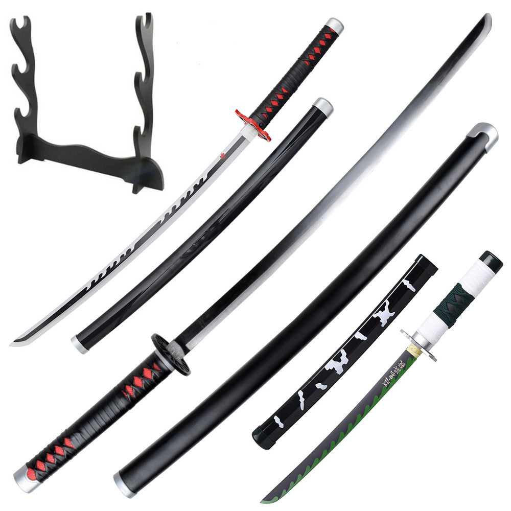 Demon Slayer Schwerter Set mit Ständer - Kamado Tanjirou, Fire Breath & Shinazugawa Sanemi
