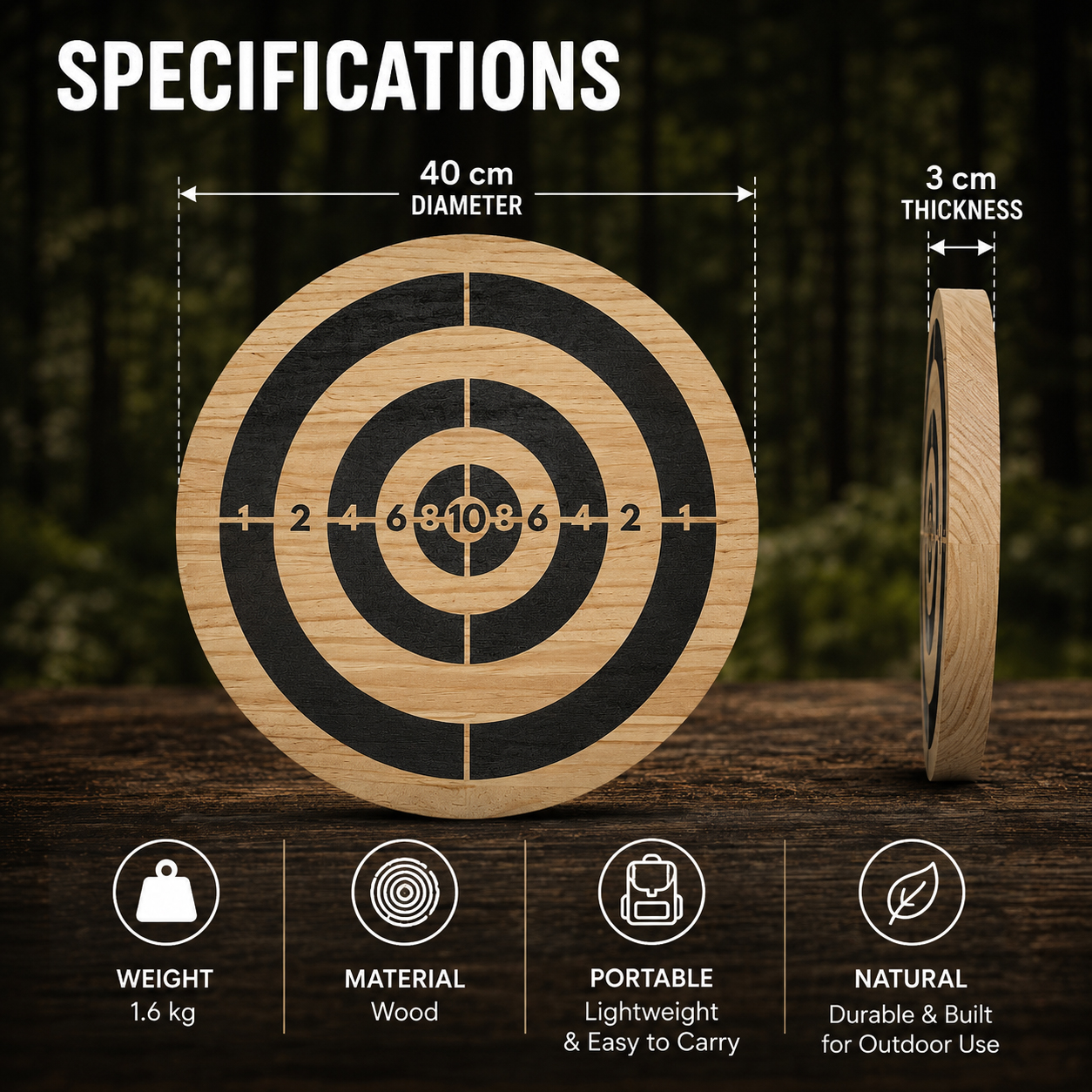 Wooden Throwing Knife Target
