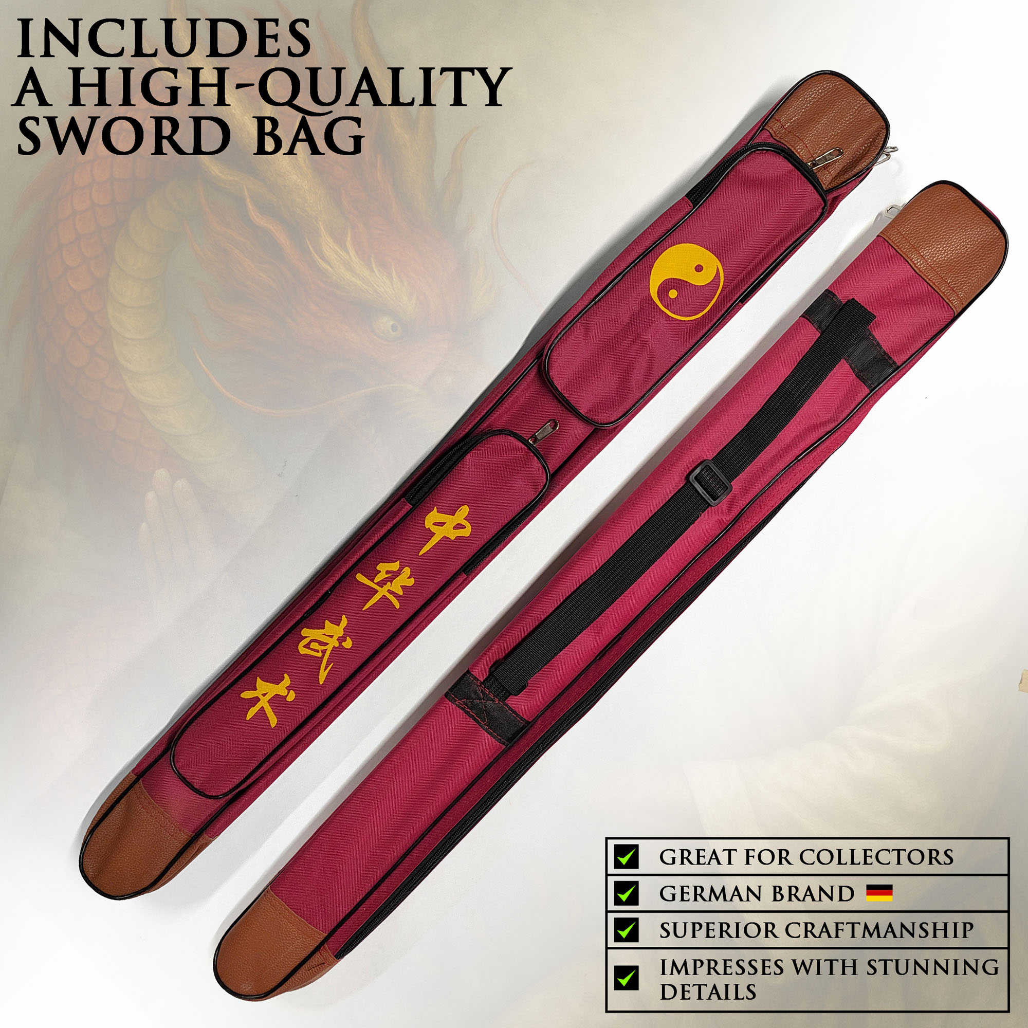 Tai Chi sword with flexible blade – 56 cm blade length including bag