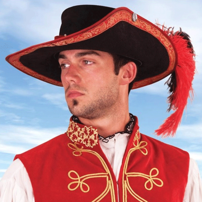 Musketeer Hat - red - L/XL