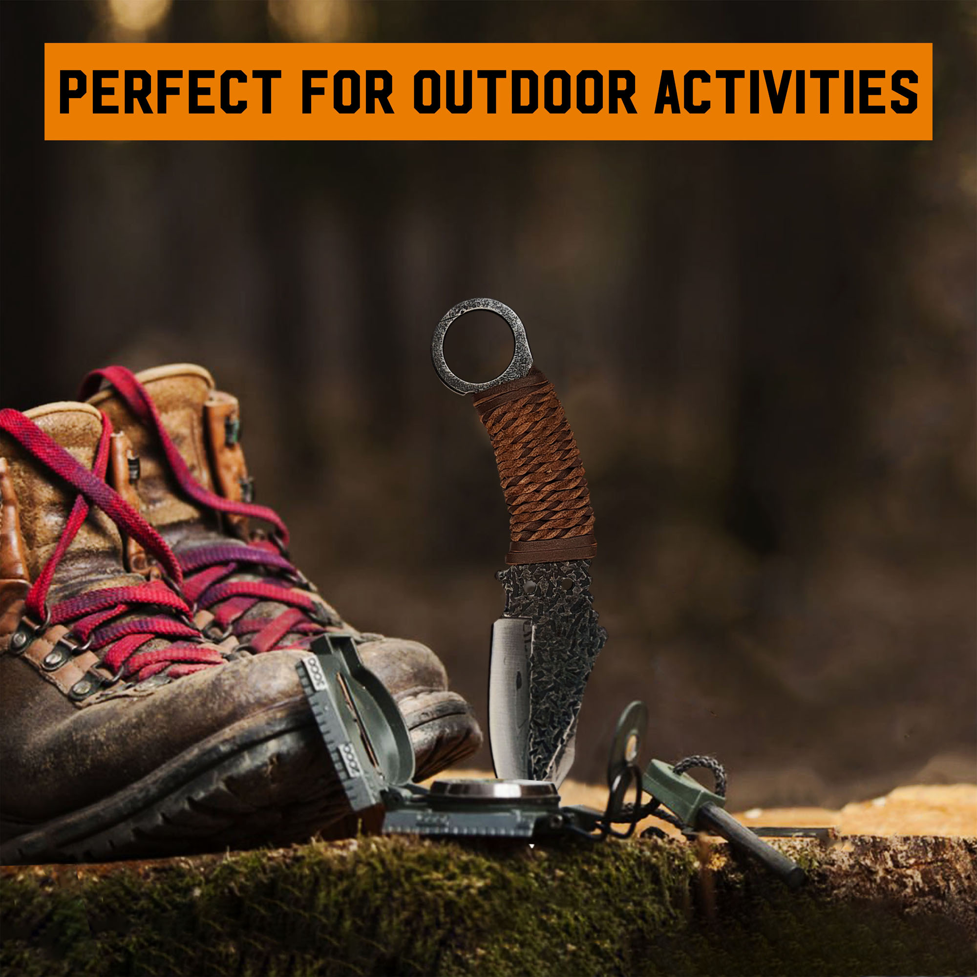 Tracker Jagdmesser mit Lederscheide