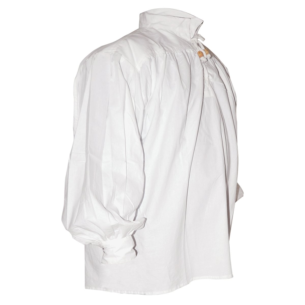 Baumwollhemd, kragenlos, Spitze mit Schnüren, Weiß, Größe XL