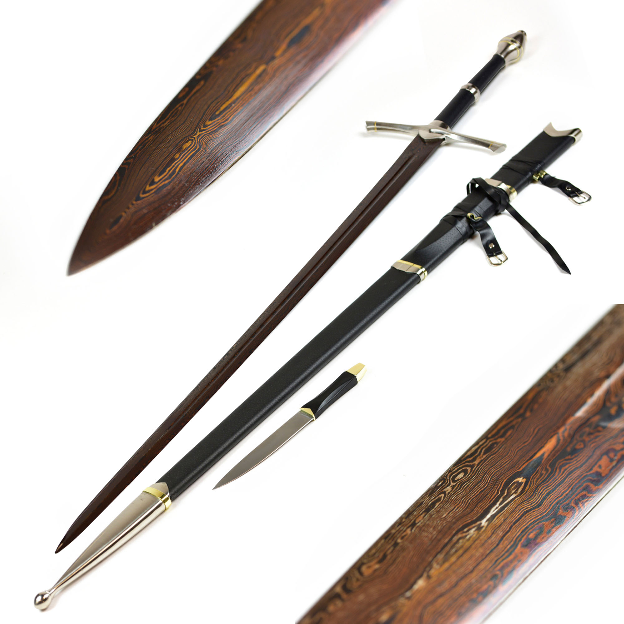 Ranger Schwert mit Dolch - handgeschmiedet & gefaltet - Blutdamast Edition