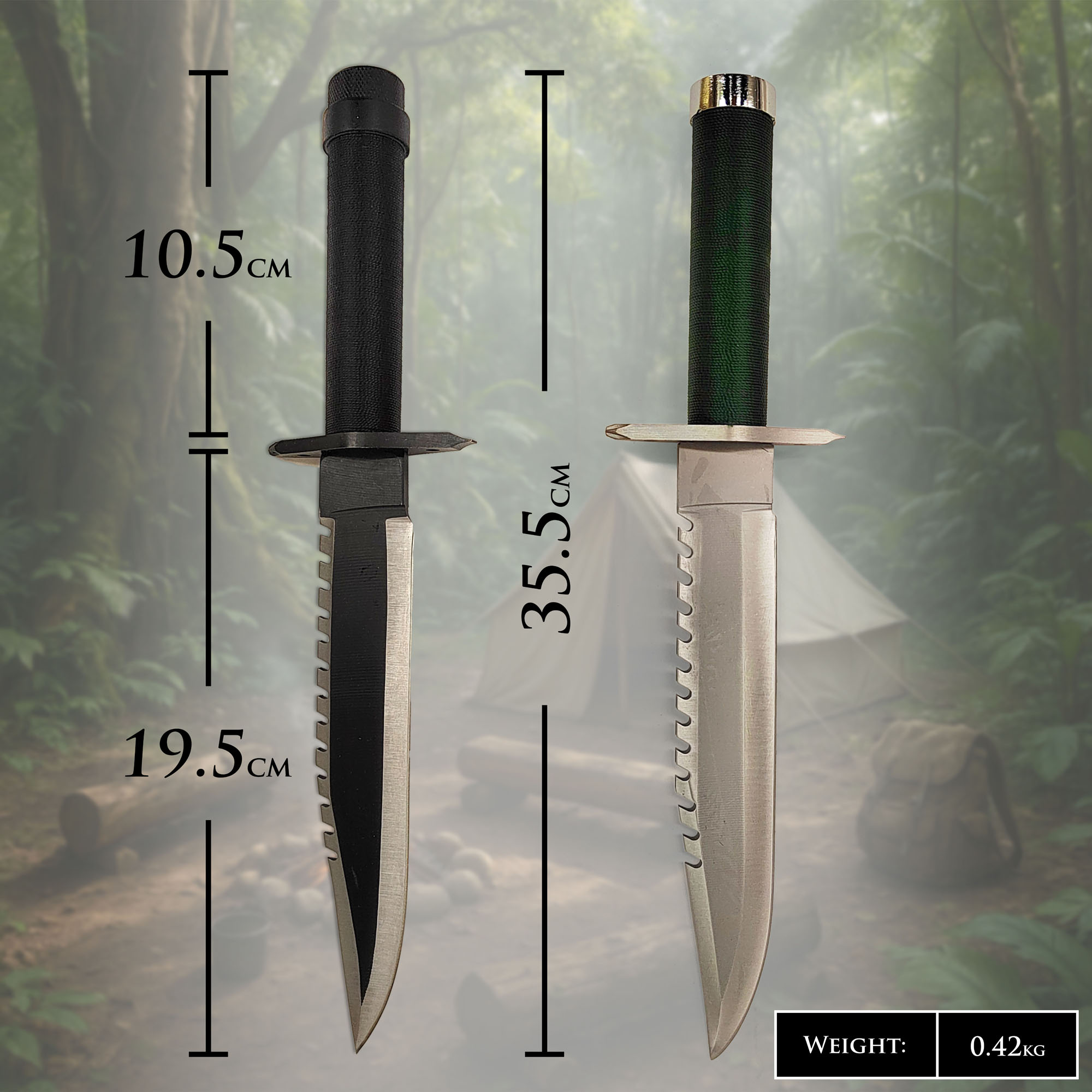 Rambo Knife Set – First Blood Part I & II | Authentic Movie Replicas with Leather Sheaths