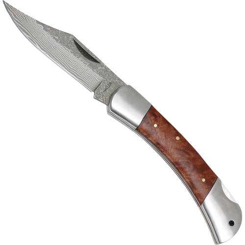 Damascus Pocket Knife Rootwood 10 cm
