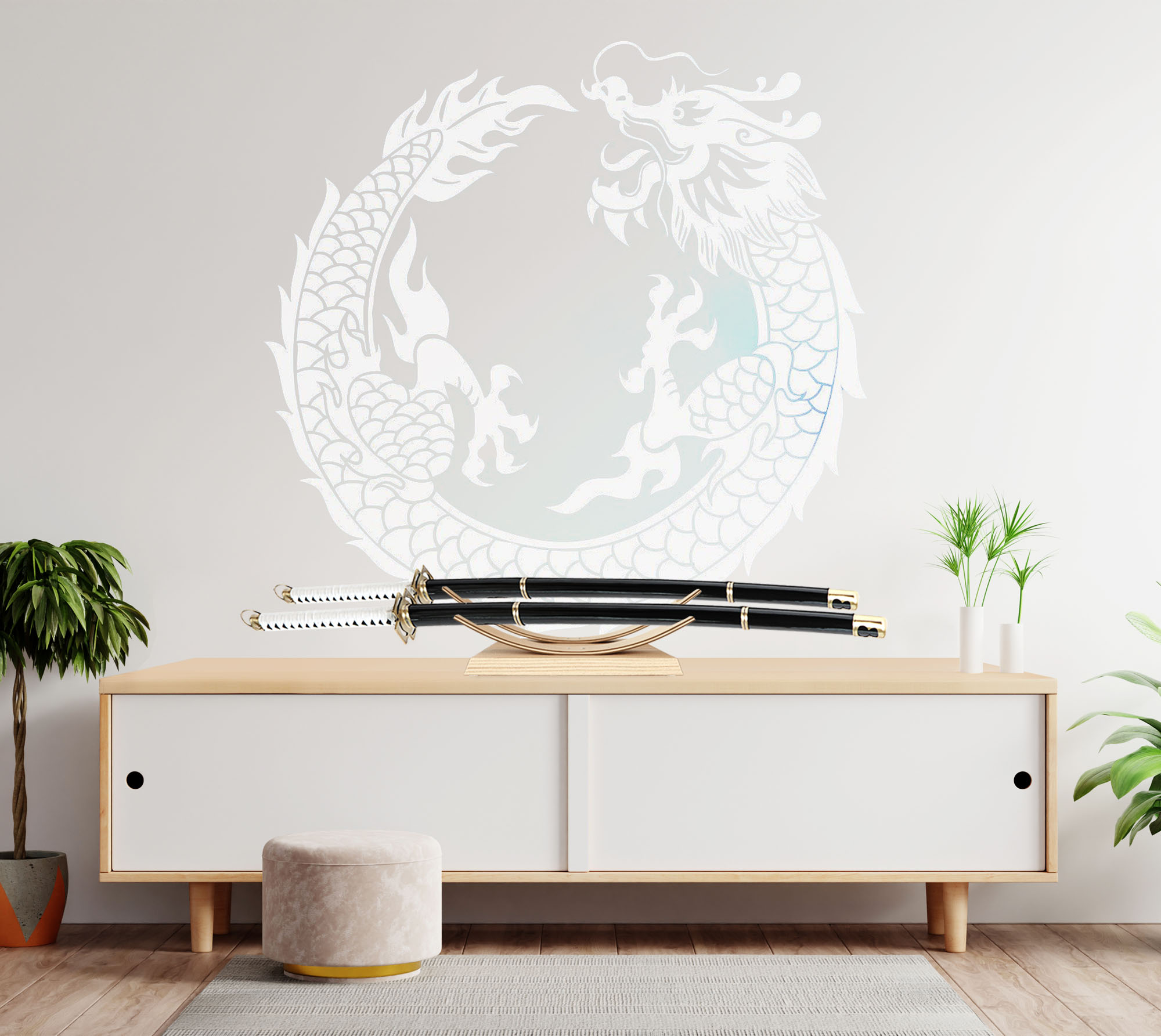 Design Sword stand for 2 swords – natural wood