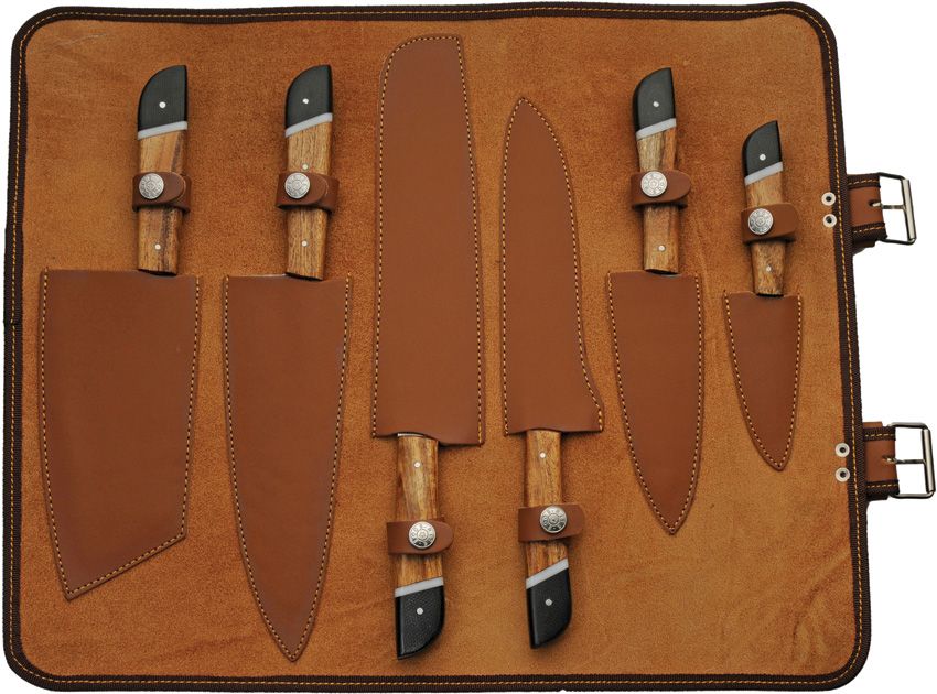 Damast Saddlewood Küchenset mit Rolle
