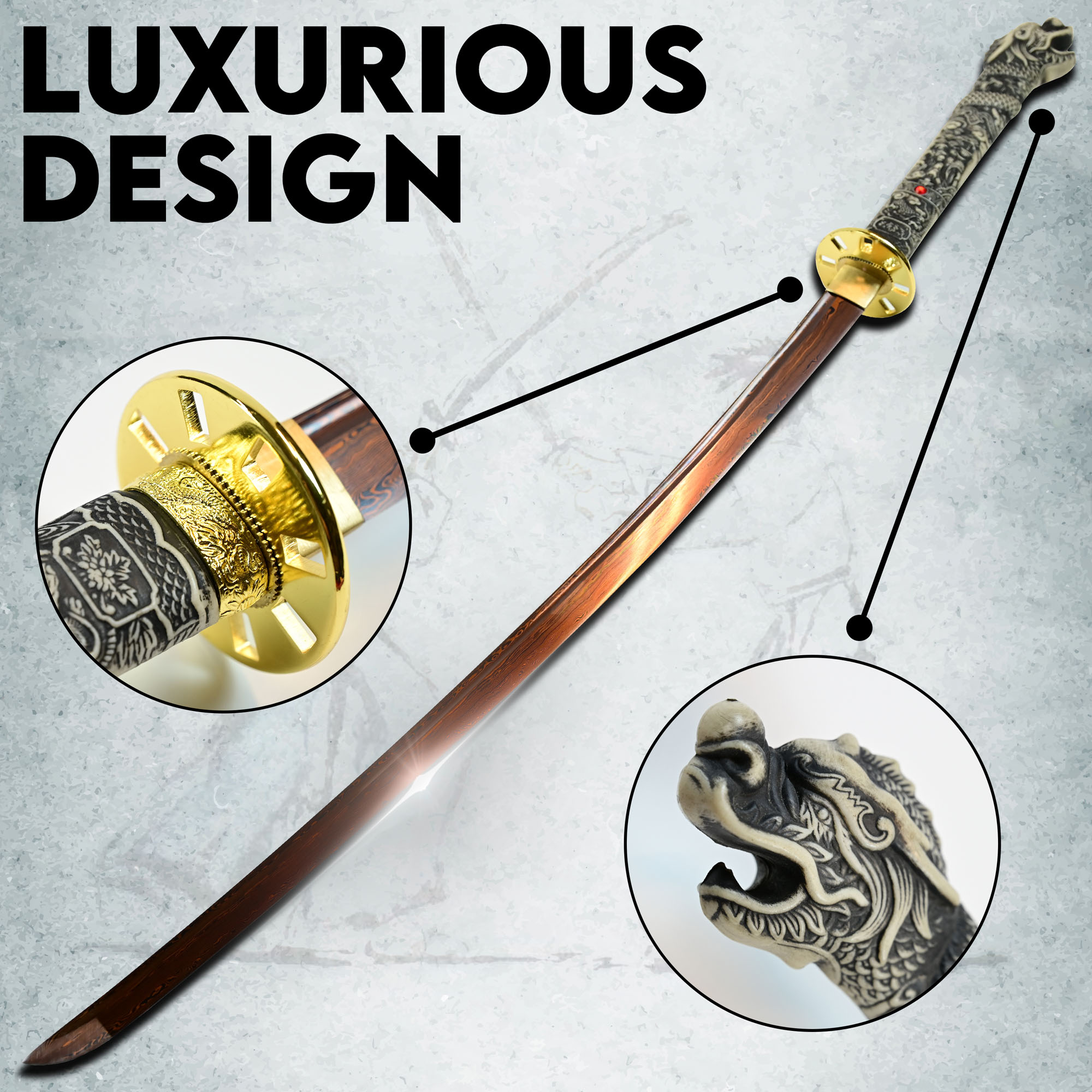 Highlander - Connor MacLeod Katana - handgeschmiedet & gefaltet, Set - Blutdamast Edition Highlander - Connor MacLeod Katana - handgeschmiedet & gefaltet, Set - Blutdamast Edition