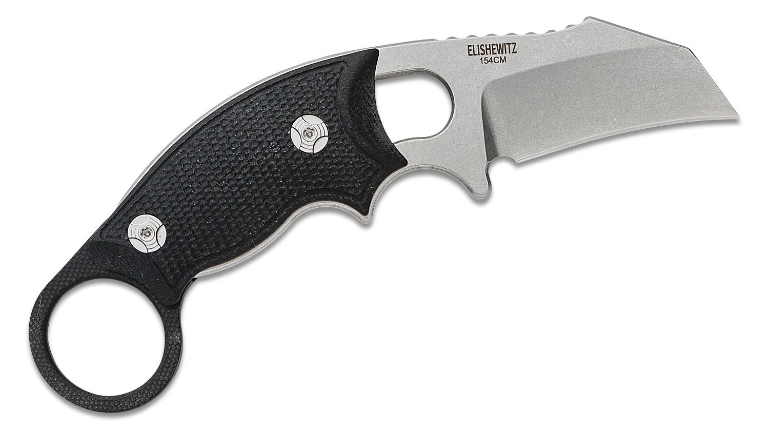 EX-F03 Hawkbill Karambit, 154 cm Stonewashed, massiv schwarze G10-Griffe, Kydexscheide