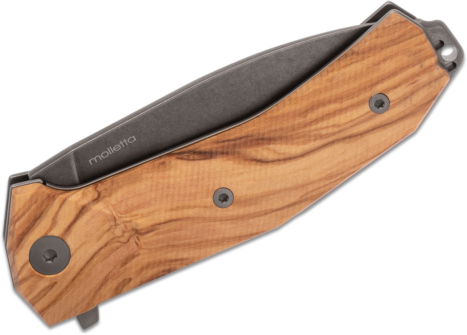 KUR, Sleipner, schwarze PVD-Stonewashed-Klinge, Griff aus Olivenholz