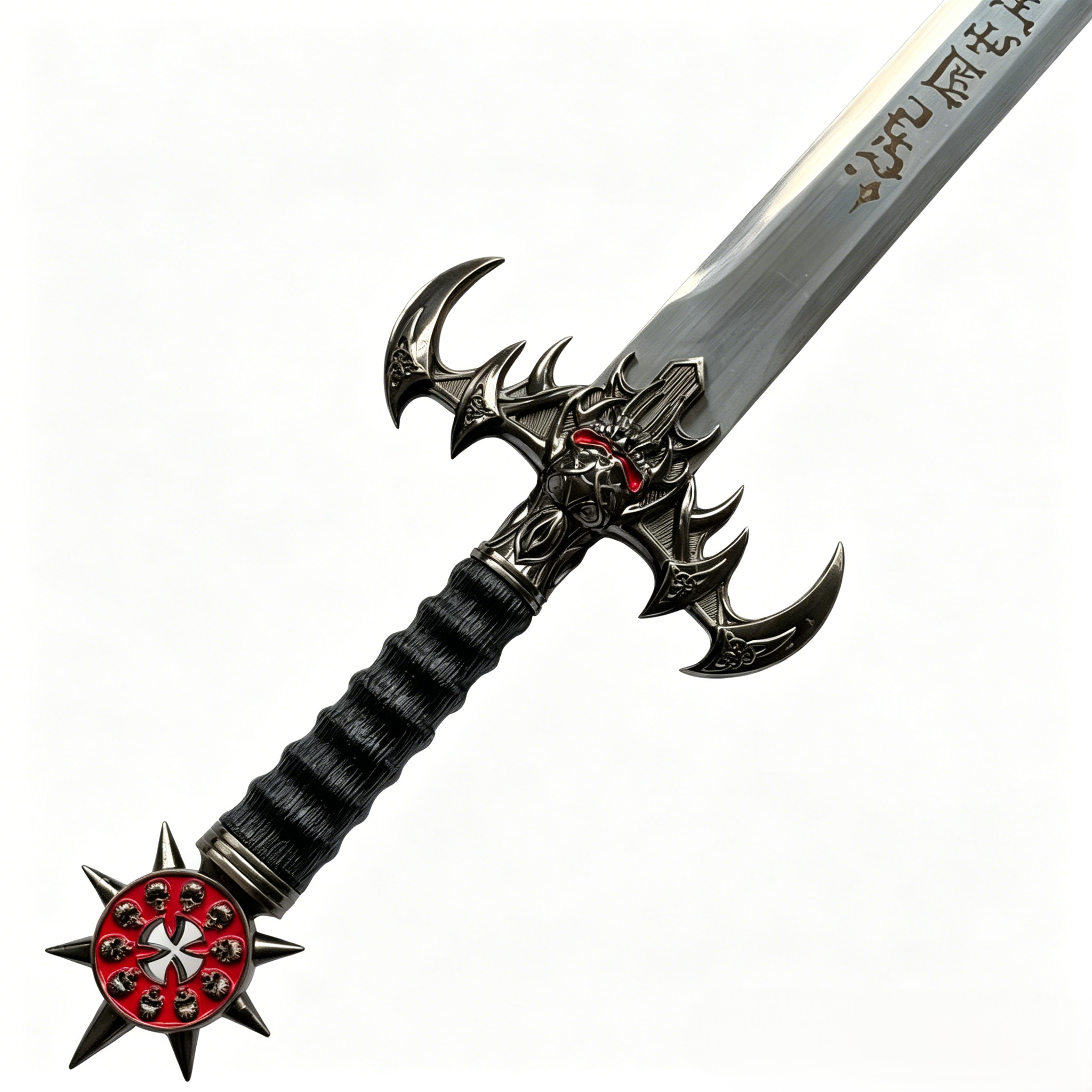 Dark Rune Sword (Steel) – 43.3" Fantasy Replica with Skull Wall Plaque