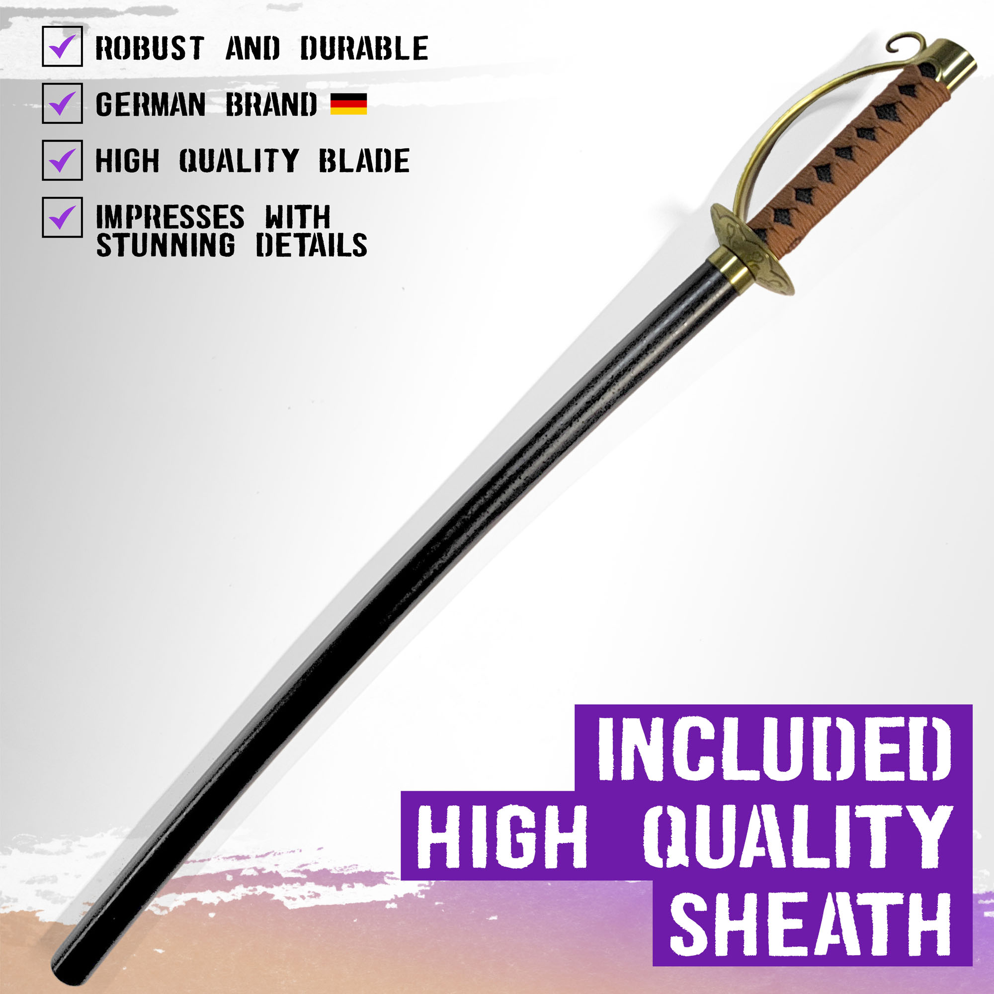 One Piece - Gol D Roger -  Ace Sword with Sheath (Brown Handle)