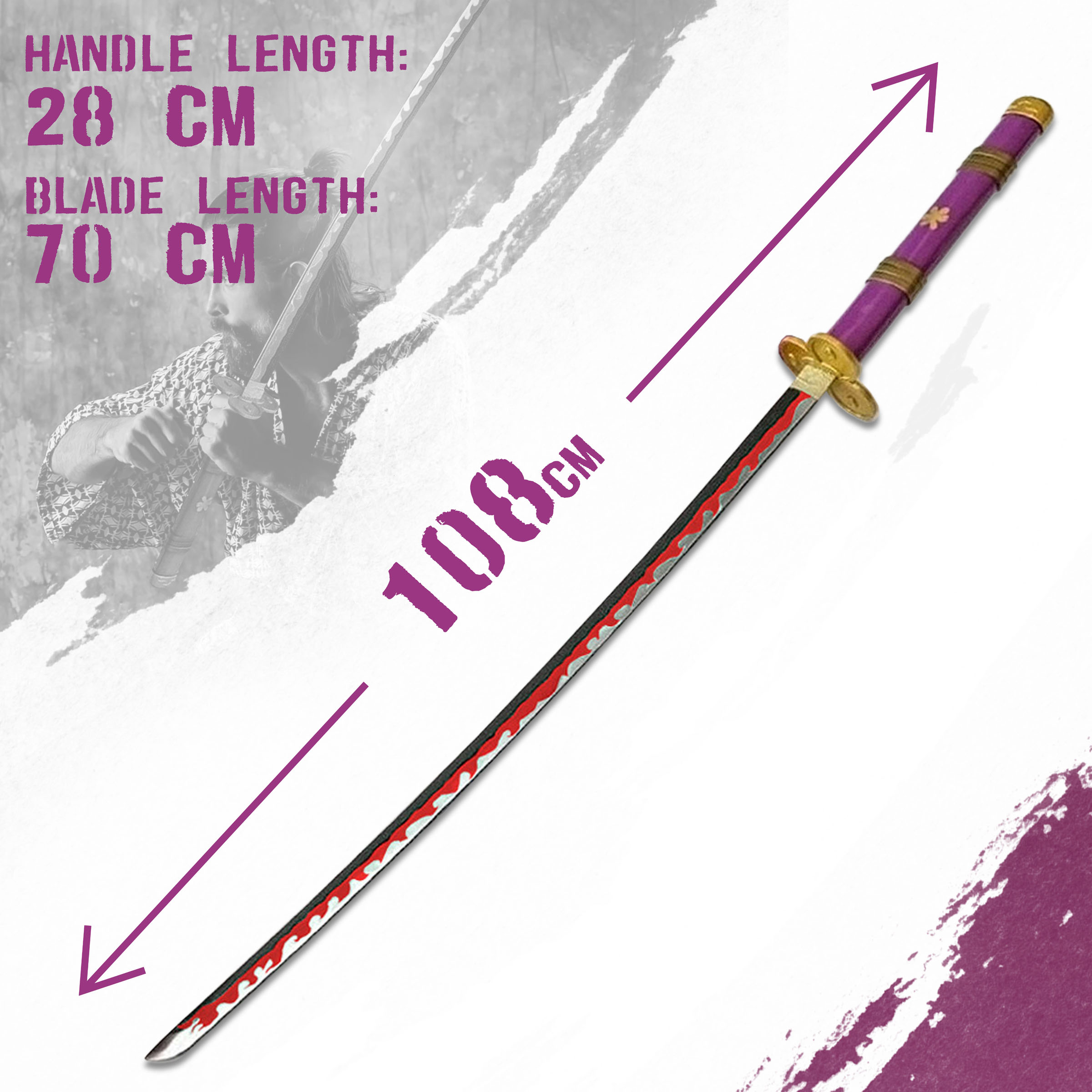 One Piece - Oden's Enma Sword, Purple, handforged