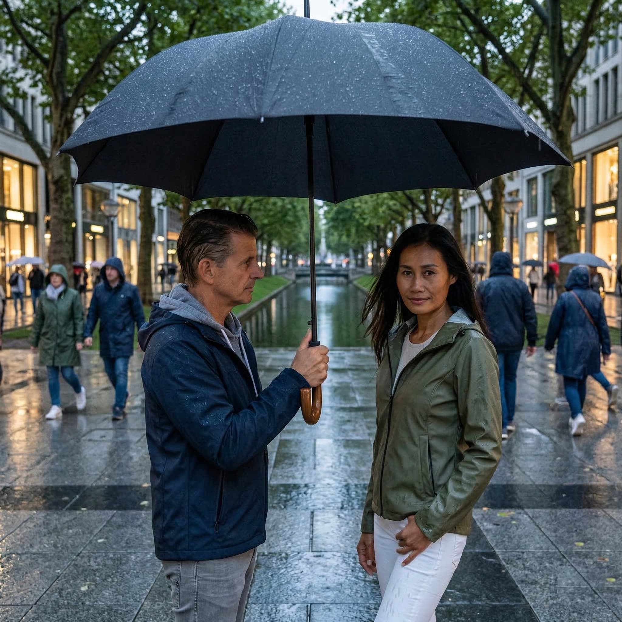 Sicherheitsschirm "XXL extra lang" Knaufgriff, Buche schwarz gebeizt