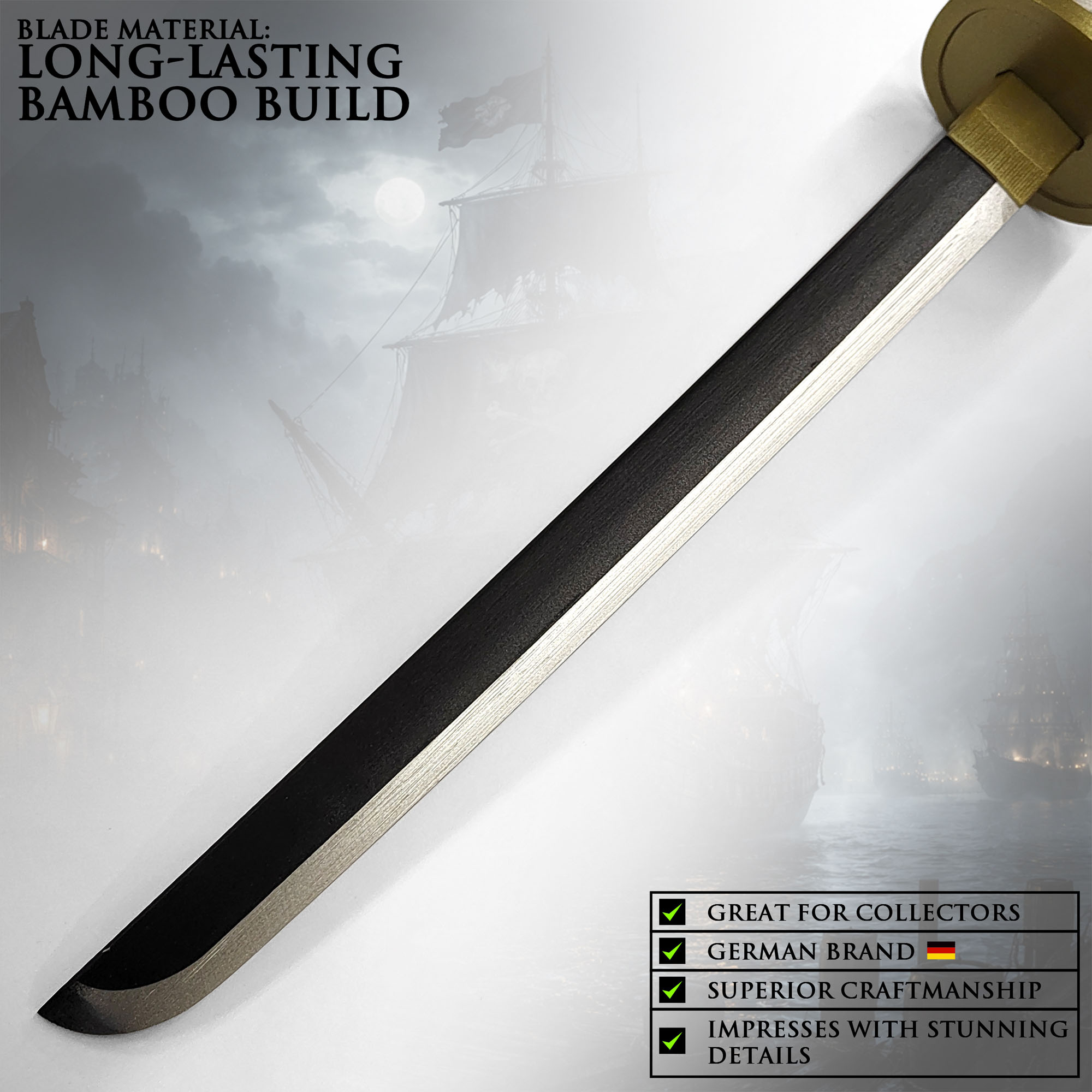 One Piece - Wado-Ichi-Monji Tanto aus Holz mit Scheide und Ständer