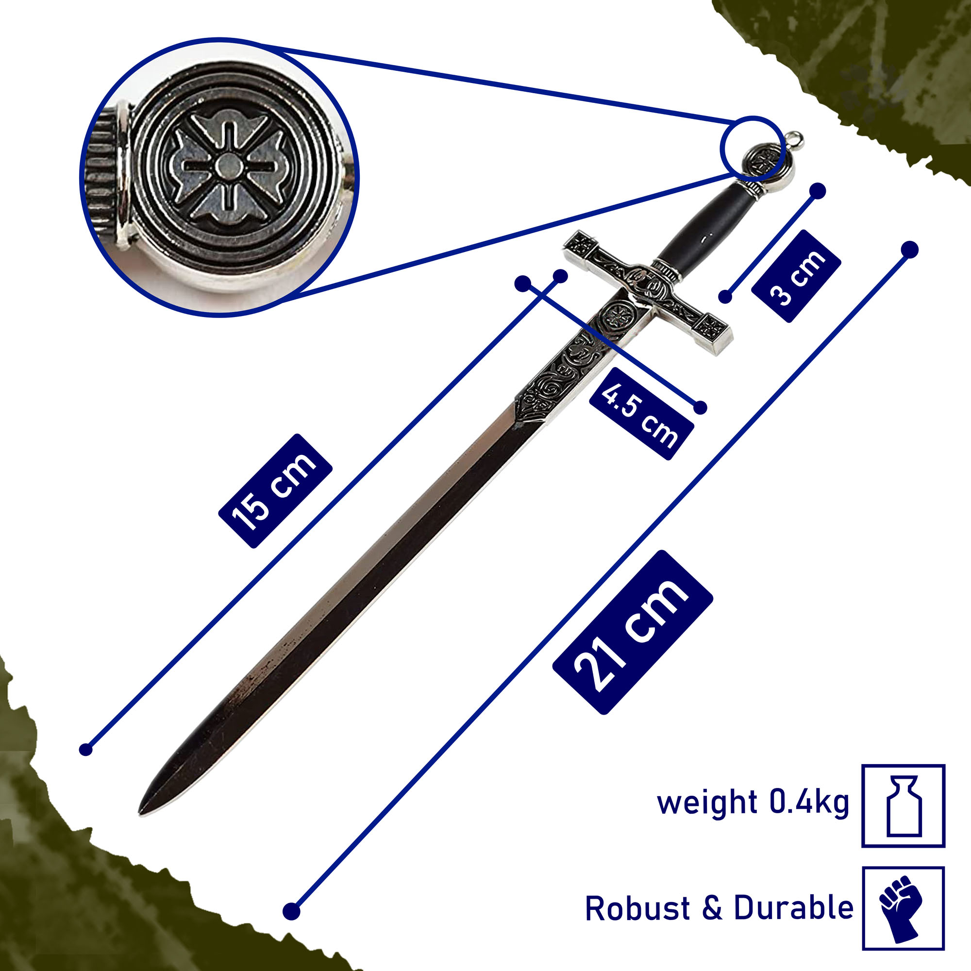 König Arthurs Excalibur Schwert als Brieföffner mit Ritterständer