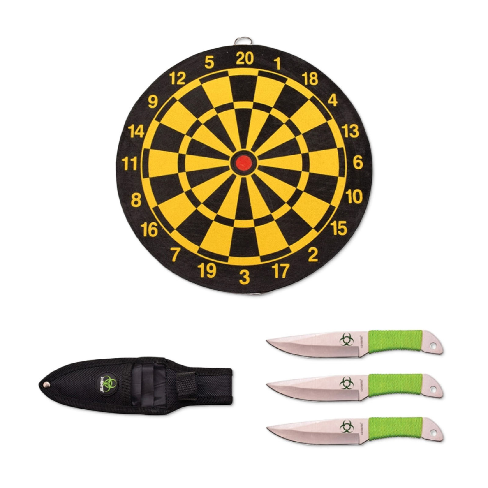 Z-Hunter throwing set, 3 pieces, with target, stainless steel, single-edged blade