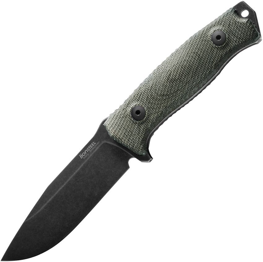 M5 Hunter, Black Stonewashed Sleipner Plain Blade, Green Canvas Micarta Handles, Cordura Sheath
