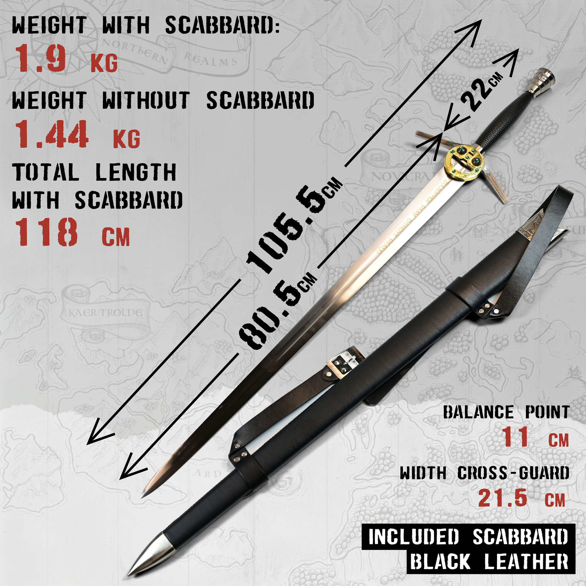 Witcher - Stahl Schwert mit Scheide - handgeschmiedet, Netflix Version
