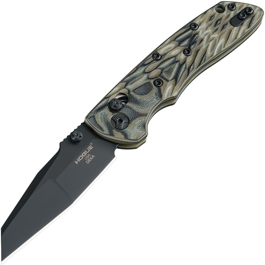 Deka ABLE, CPM-20CV Black Cerakote Wharncliffe Blade, Green G10 Handle