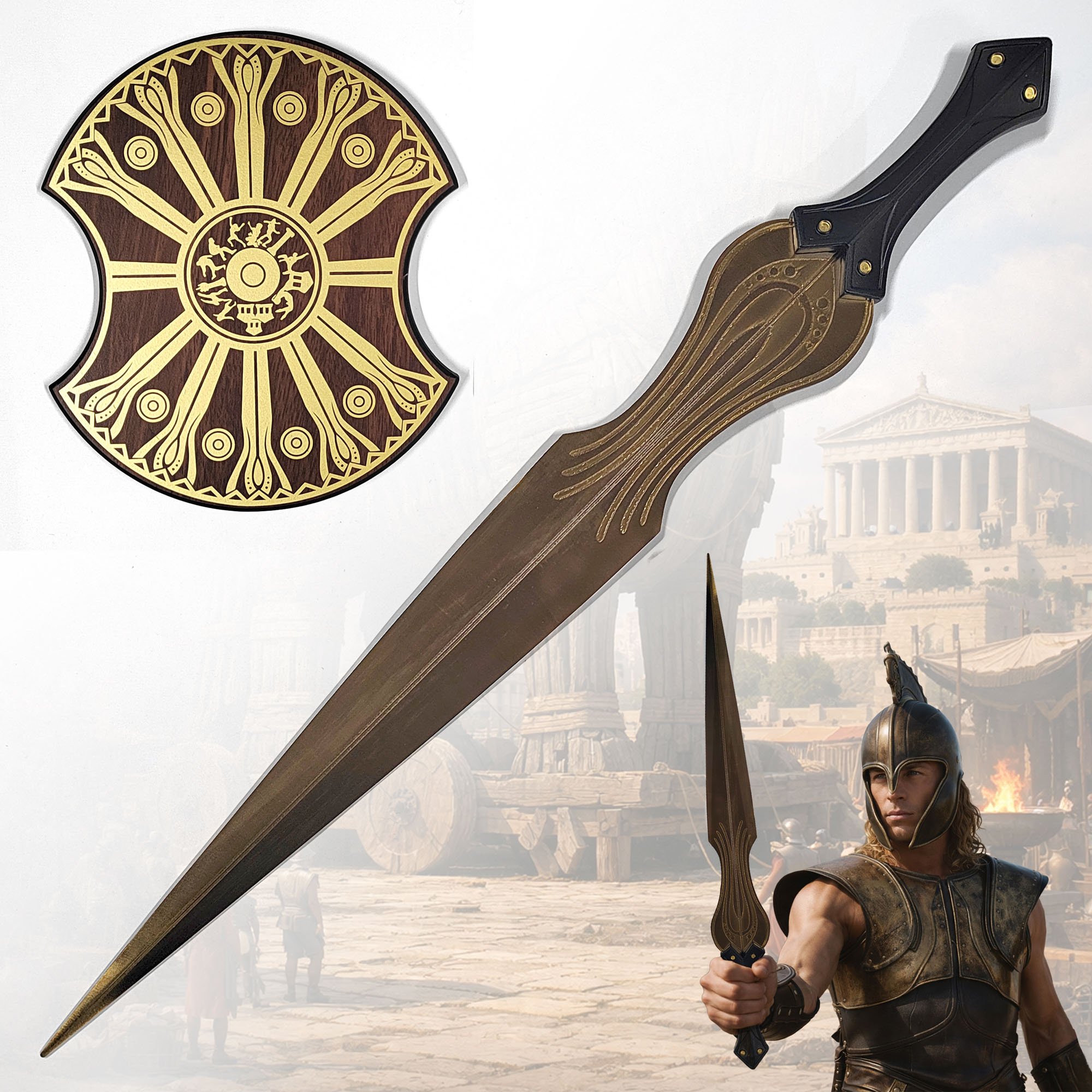 Troja: Das Schwert des Achilles – 80cm Stahl-Replik inkl. Wandhalter