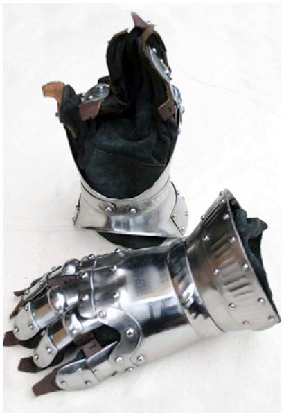 Churburg Gauntlets - 16 Gauge steel with Steel Decorations, Size M