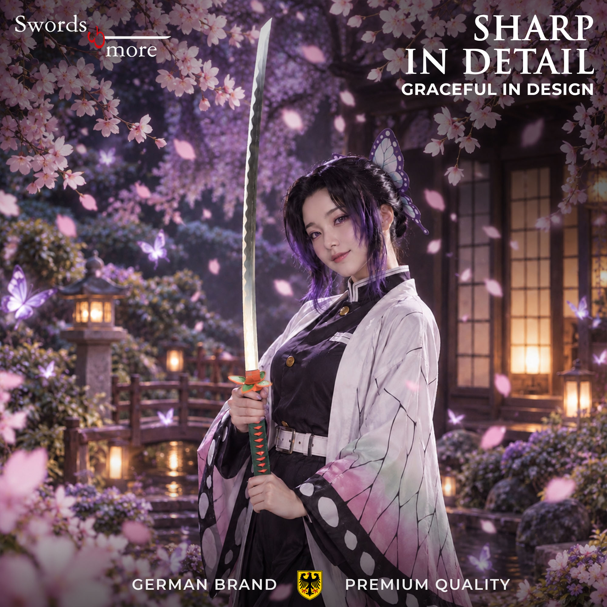 Demon Slayer: Kimetsu no Yaiba - Kochou Shinobu's Sword - handforged and folded, Set