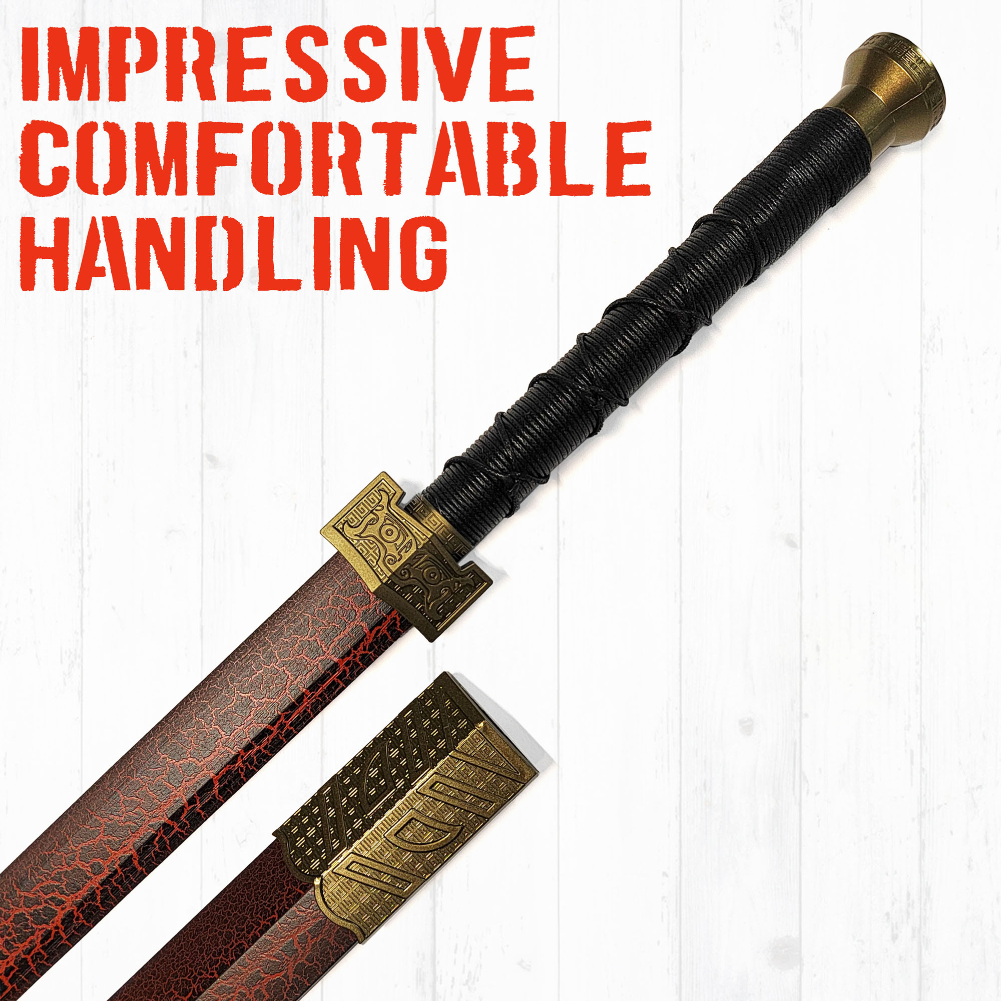 Chinese Jian sword with wooden scabbard