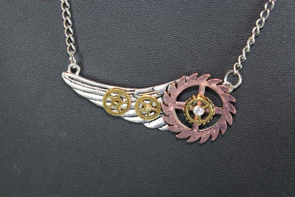 Steampunk Pendant with Necklace - Left Wing