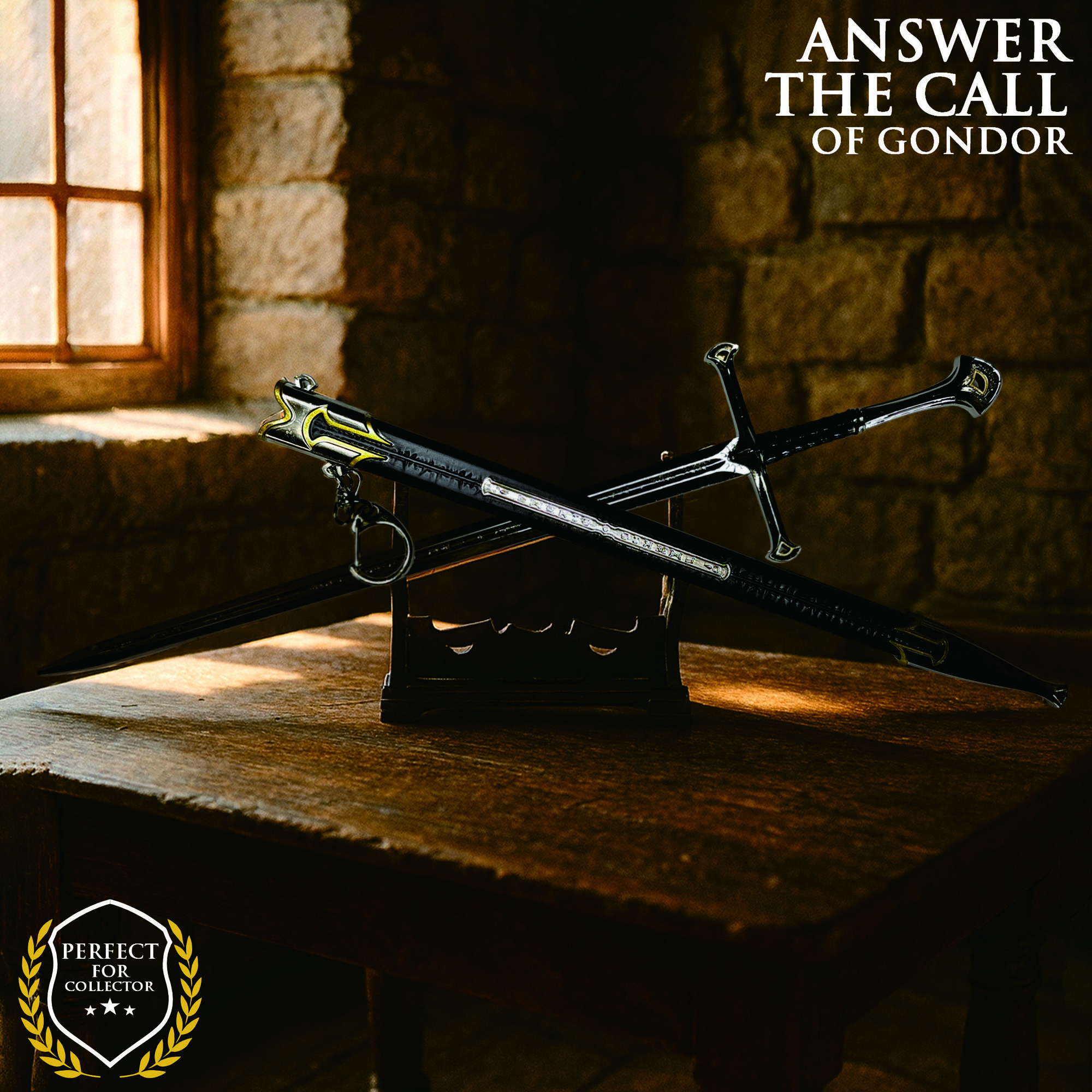 Anduril Schwert mit Scheide, XL Brieföffnerversion