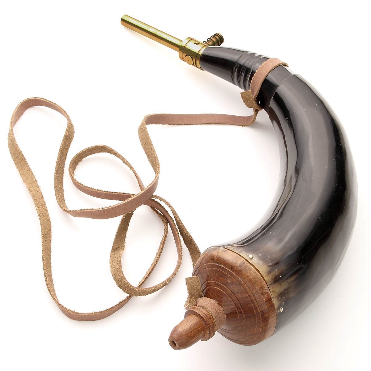 Powder Horn With Brass Powder Dispenser