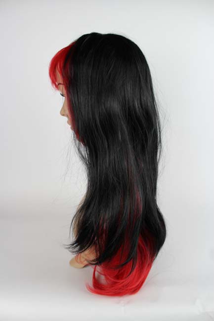 Standard Perücke – schwarz/rot – lang
