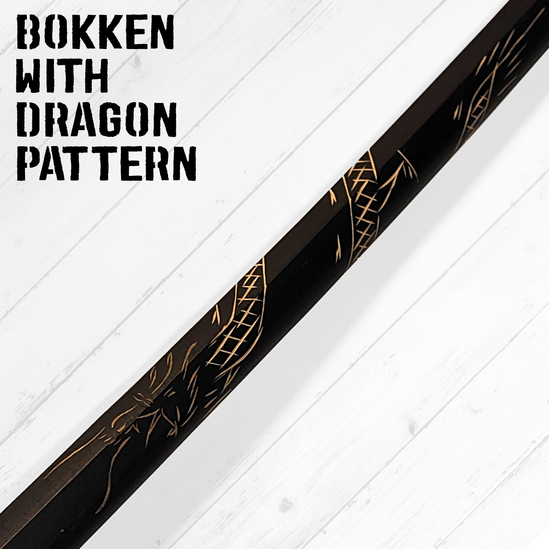 Bokken with dragon pattern