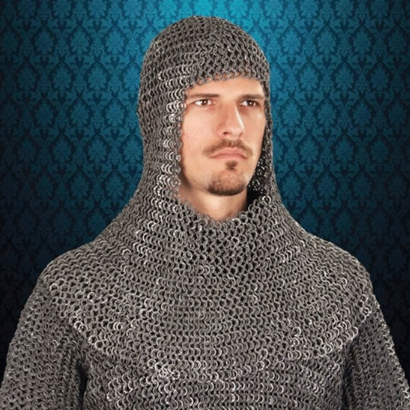 Riveted Darkened Alumin. Mail Armor Coif