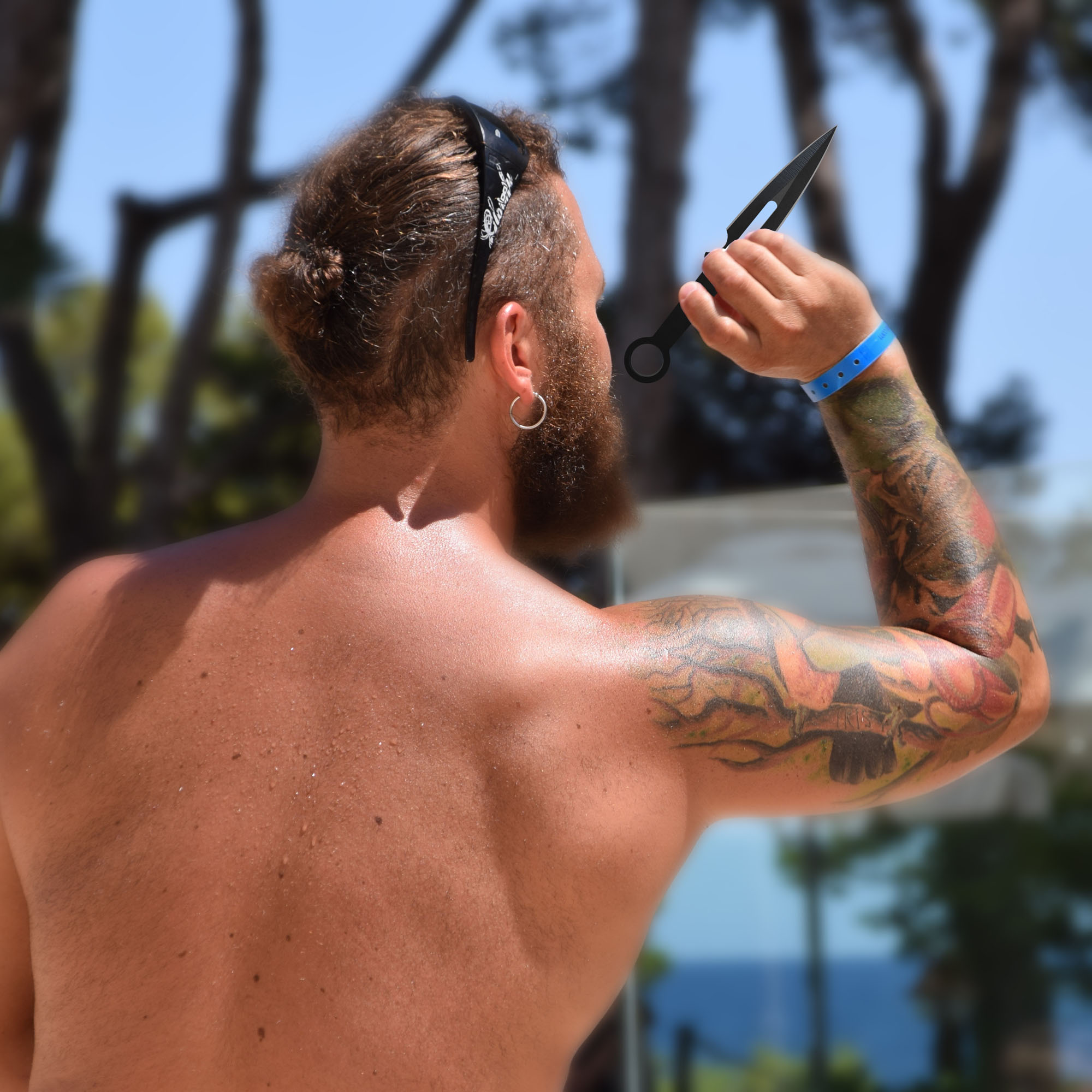 12 Black Throwing Knives with Sheath, Stainless Steel Kunai