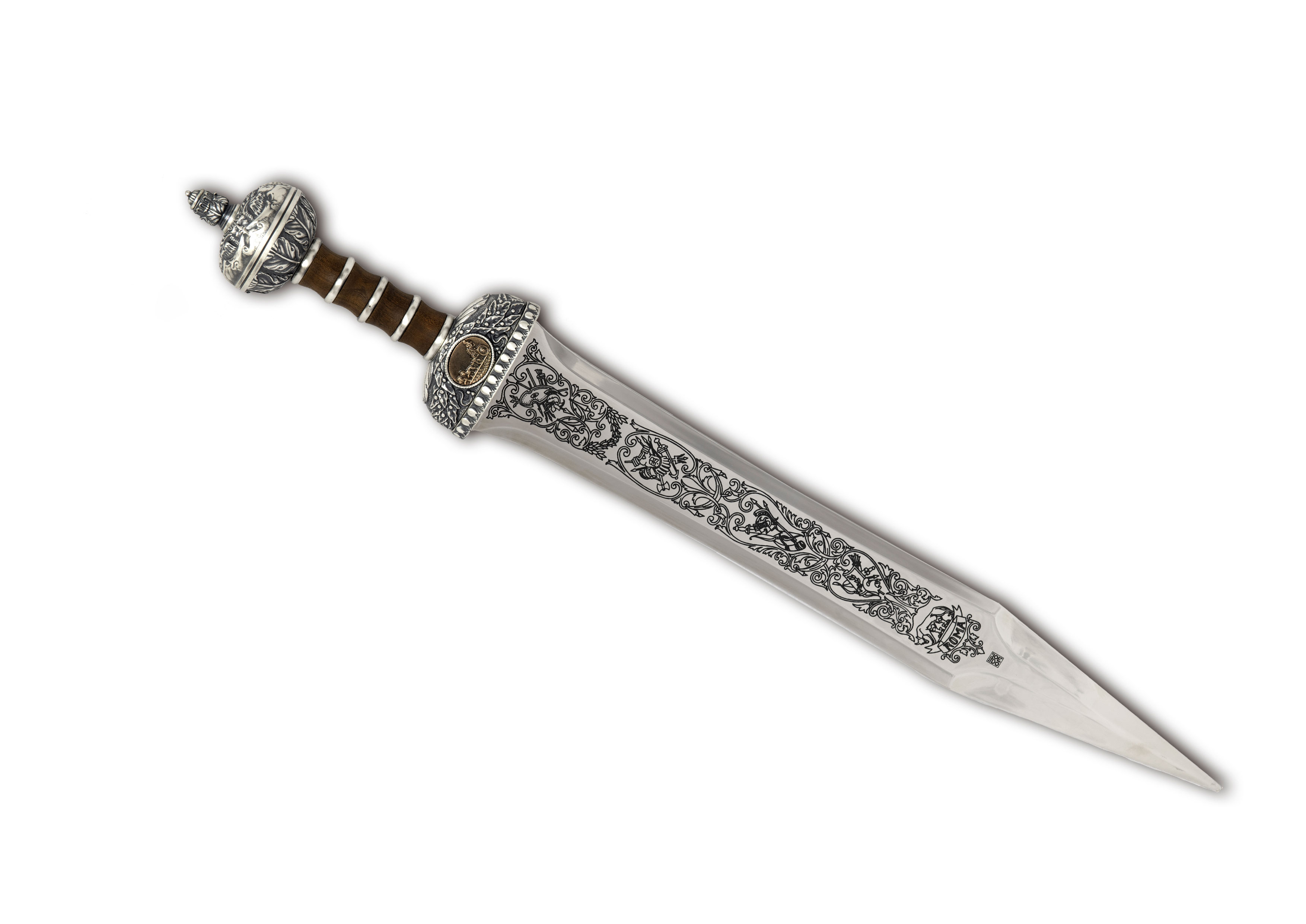 Roman Gladius, Deep Engraving, Old Silver Finish, 71 cm