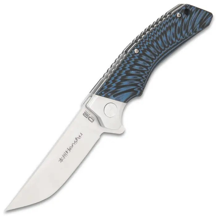 Honshu Black And Blue Sekyuriti Ball Bearing Pocket Knife - D2 Tool Steel Blade