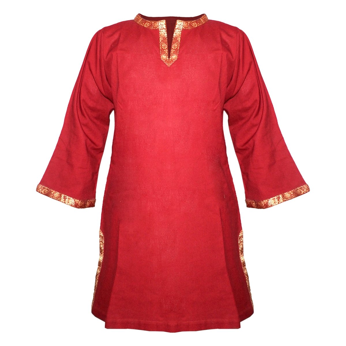 Cotton Shirt with Ribbon, Burgundy, Size XL