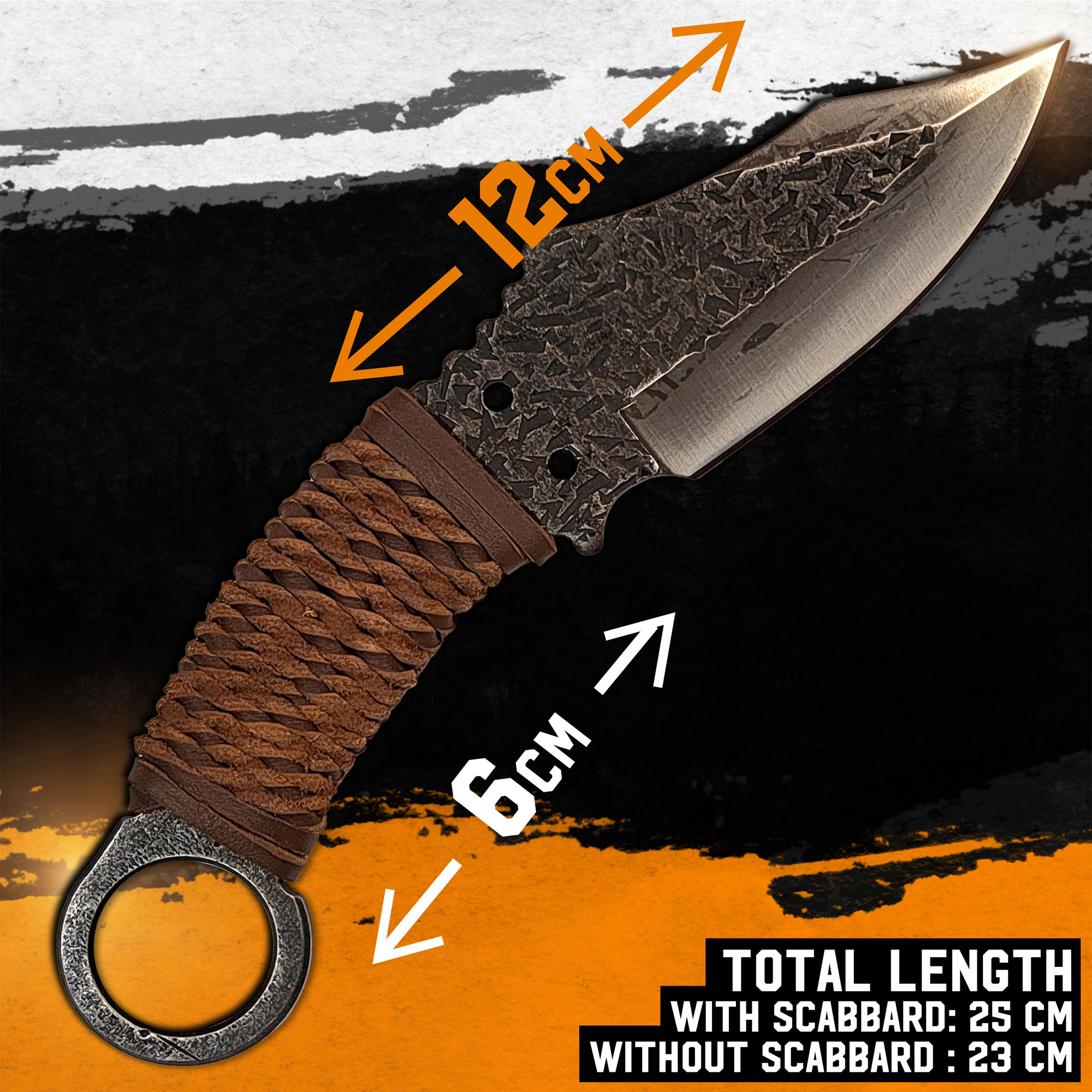 Tracker Jagdmesser mit Lederscheide