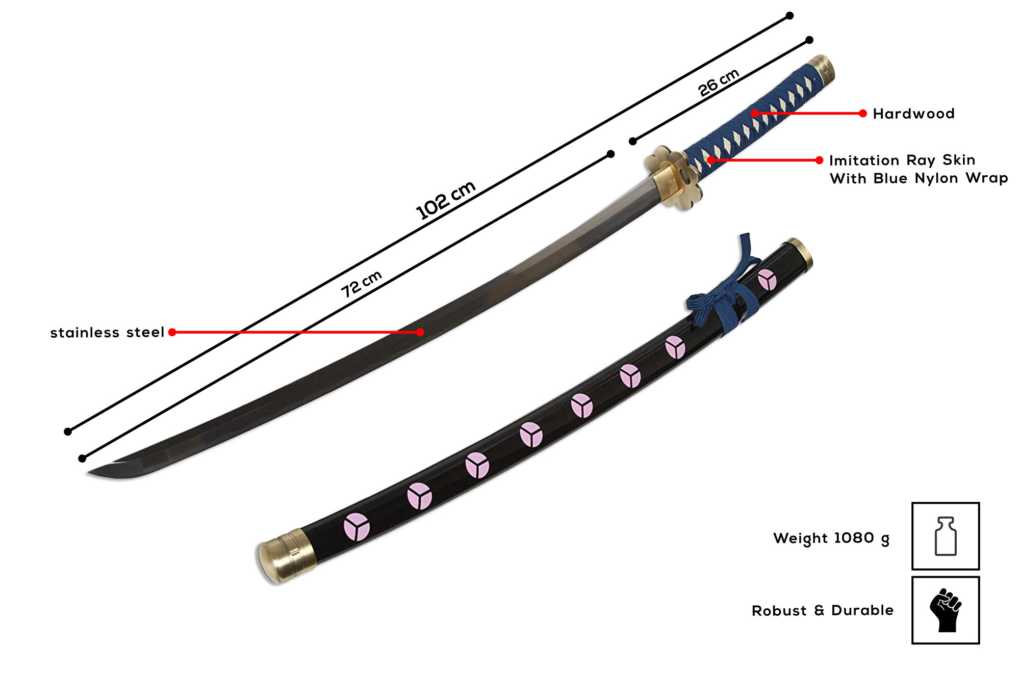 Roronoa Zoro Katana One Piece - handgeschmiedet Roronoa Zoro Katana One Piece - handgeschmiedet