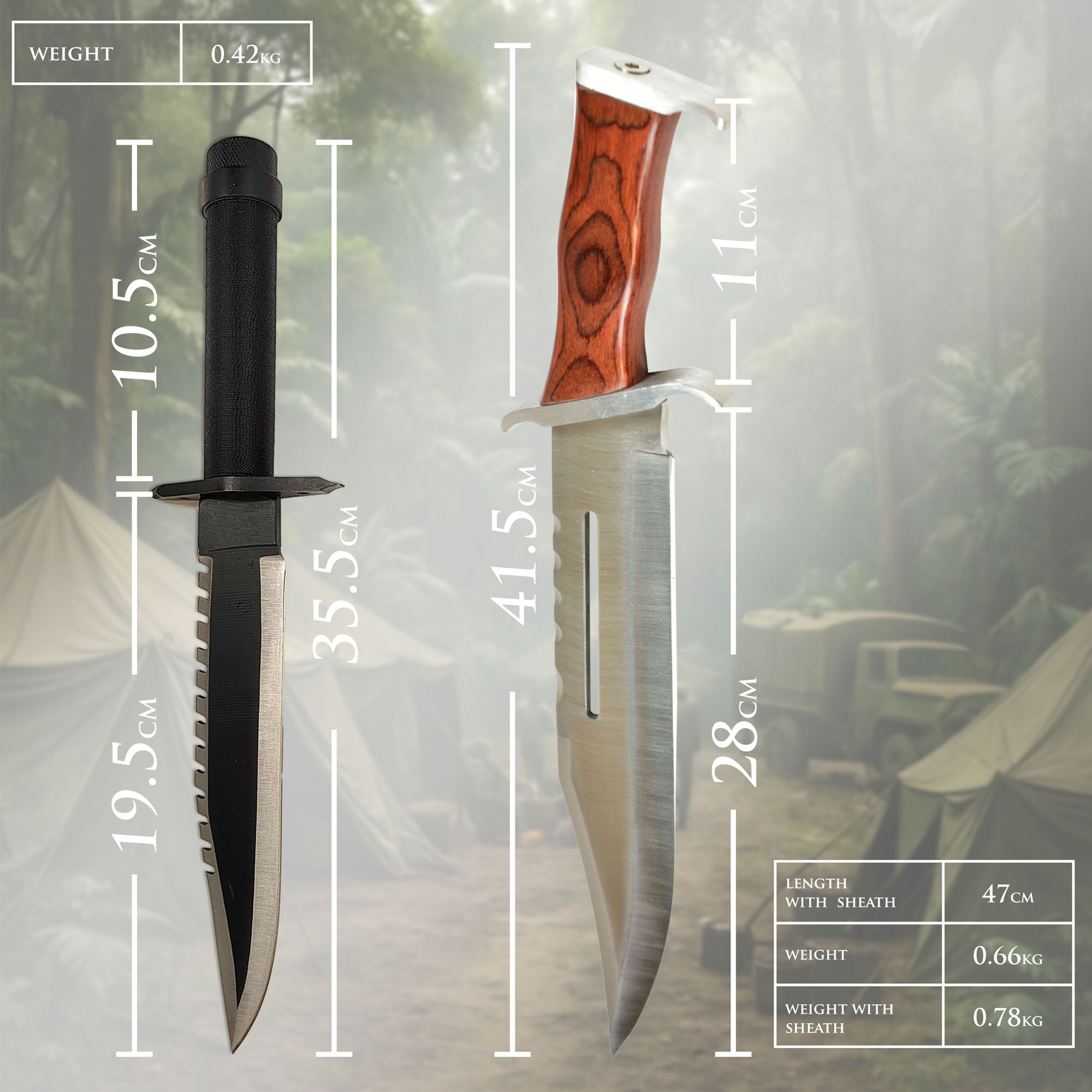 Rambo Knife Set – First Blood Part II & Rambo III | Legendary Movie Replica Bundle with Leather Sheaths