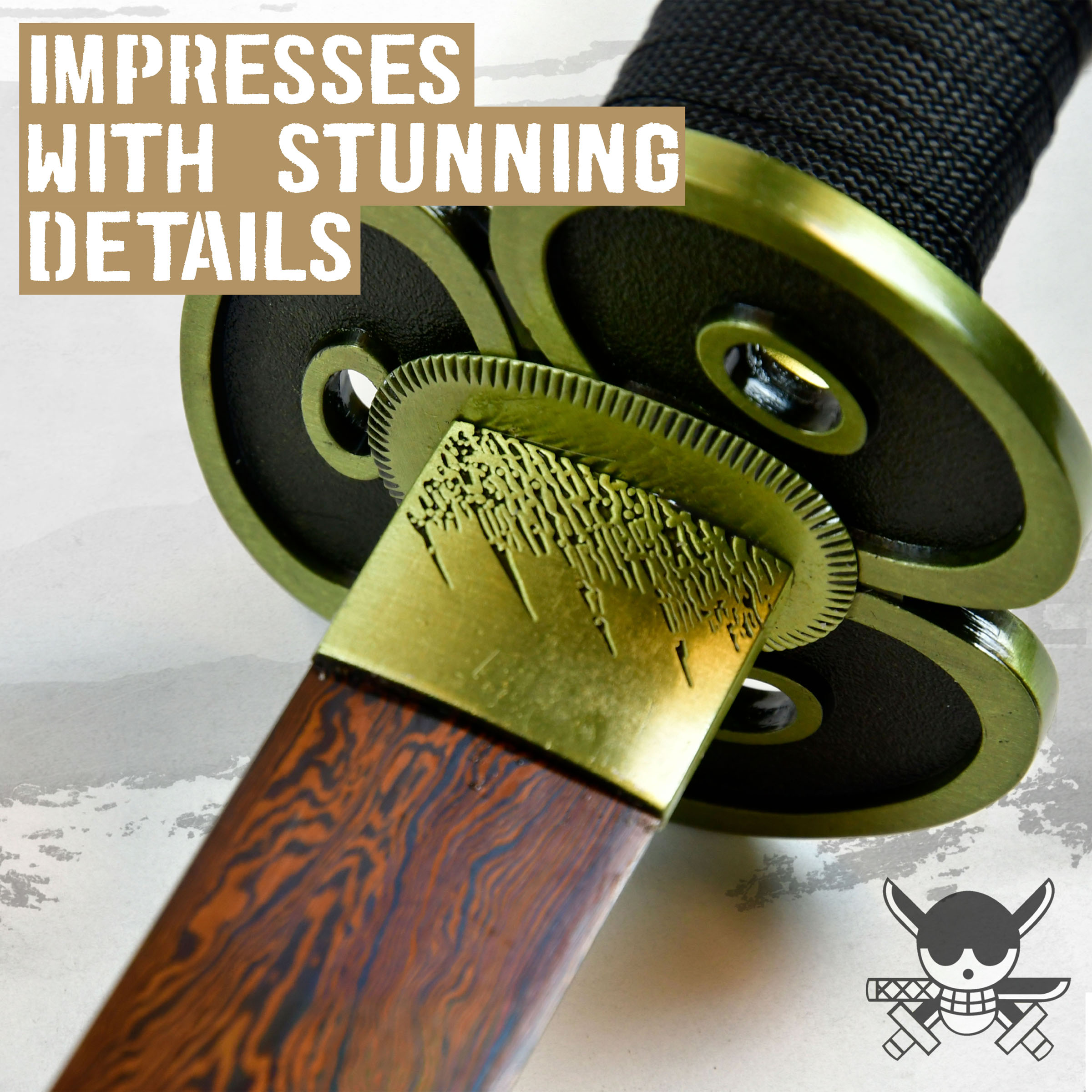 One Piece - Oden's Enma Schwert - handgeschmiedet & gefaltet, Set - Blutdamast Edition