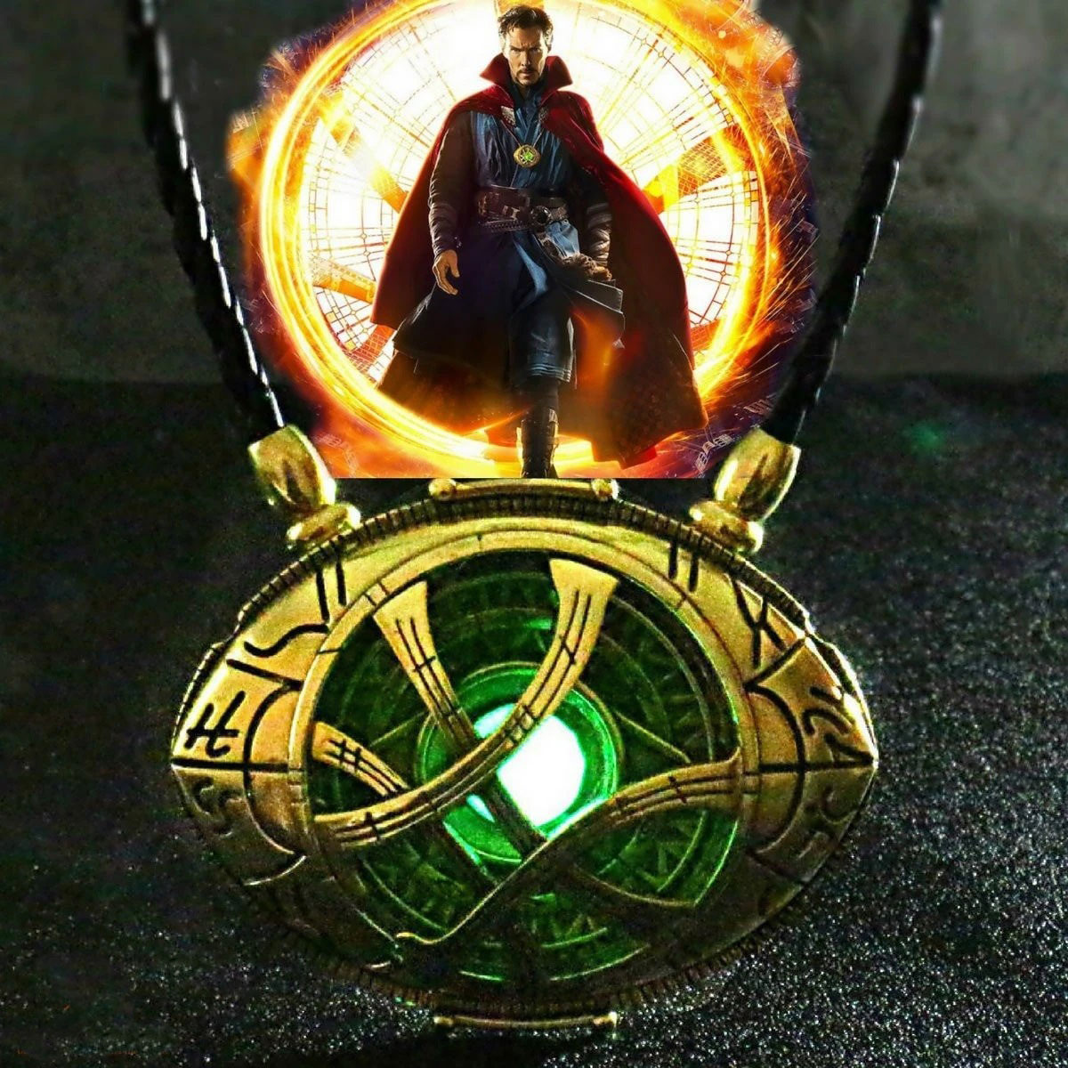 Dr Strange Eye Of Agamotto Necklace Metal LED Light-up